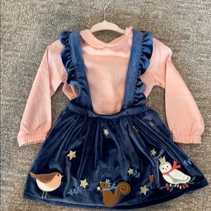 BabyBoden winter suspender skirt with collared top